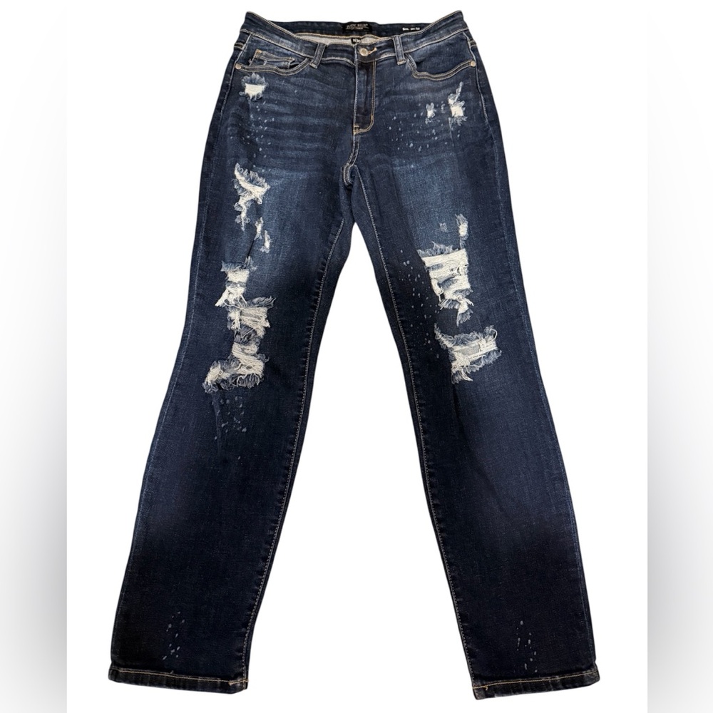 Judy Blue Women’s Distressed Boyfriend Fit Dark Wash Jeans Size 11